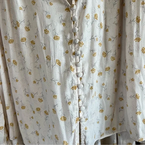 Free People Modern Muse Blouse Ivory Combo Small Button Down Top - Picture 9 of 9